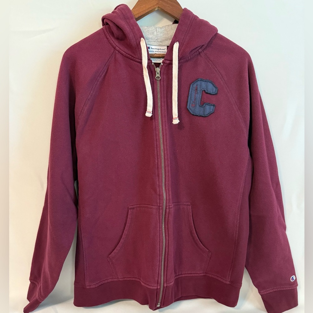 Champion Purple Full-Zip Hoodie with 'C' Patch Size XL